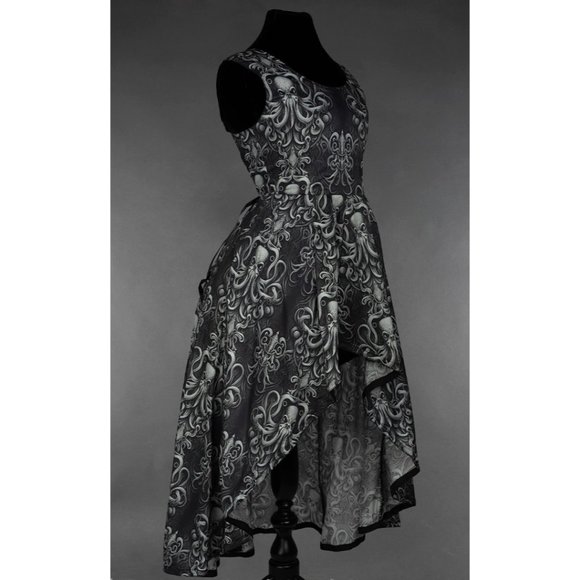 New Victorian Gothic Steampunk Cinched Kraken Octopus Dress (Prague) - Picture 1 of 5